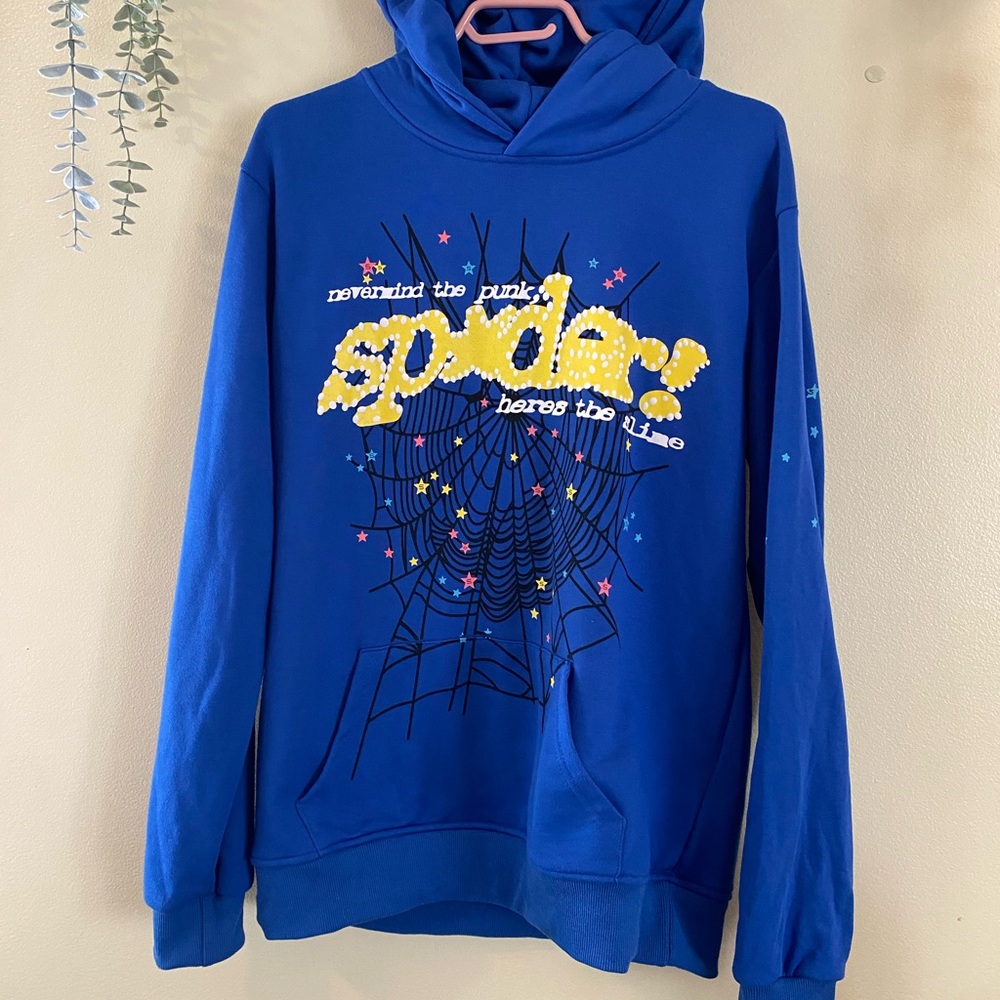 Sp5der Blue Graphic Hoodie